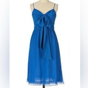 Anthropologie MOULINETTE SOEURS 8 Blue Silk After Party Dress Feminine Holiday